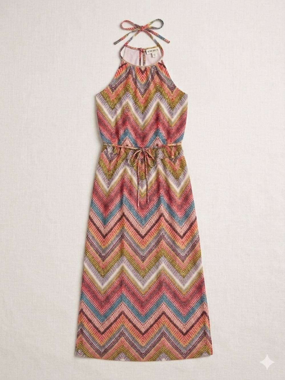 City Studio Multicolor Chevron Halter Maxi Dress